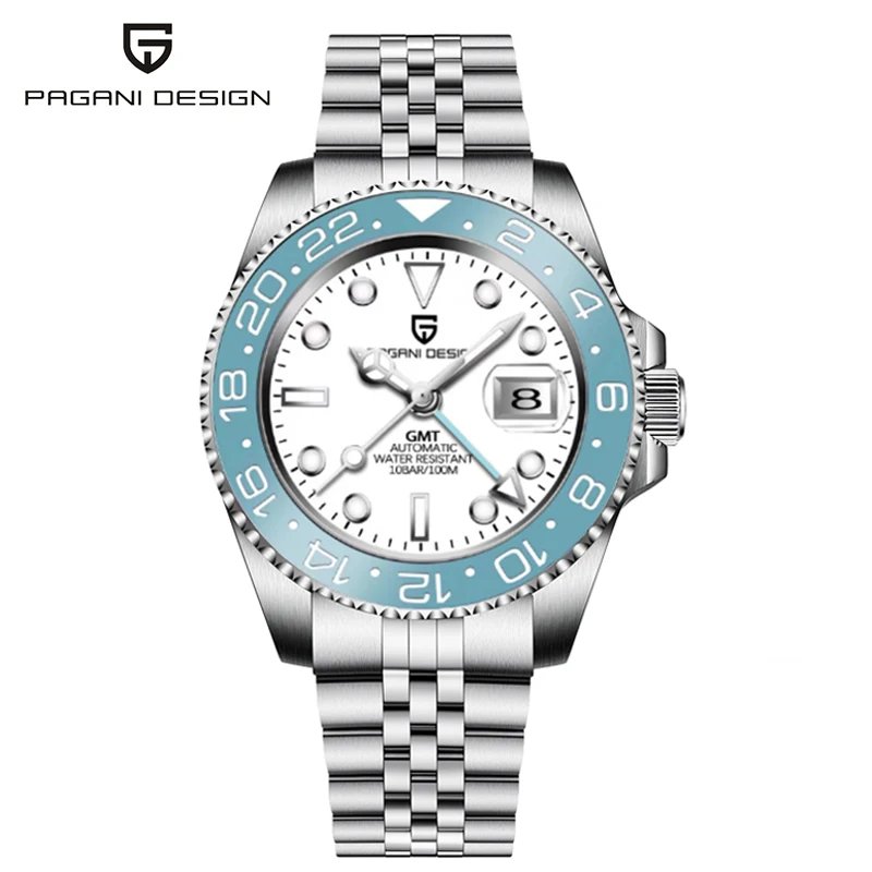 PAGANI DESIGN 40mm Automatic GMT Wristwatch Stainless Steel Waterproof Men Watch Top Brand Mechanical sports Watches Men PD-1662